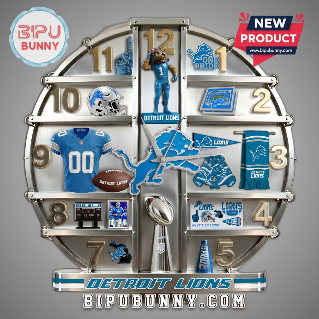 Detroit Lions 3D Visual Effect Decorative Wall Clock Detroit Lions 3D Visual Effect Decorative Wall Clock