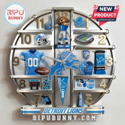 Detroit Lions 3D Visual Effect Fan Cave Wall Decor Clock