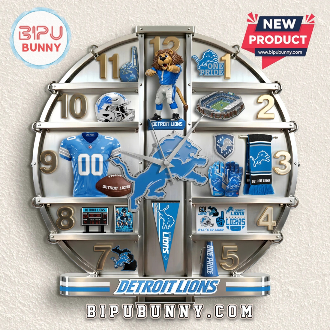 Detroit Lions 3D Visual Effect Fan Cave Wall Decor Clock Detroit Lions 3D Visual Effect Fan Cave Wall Decor Clock