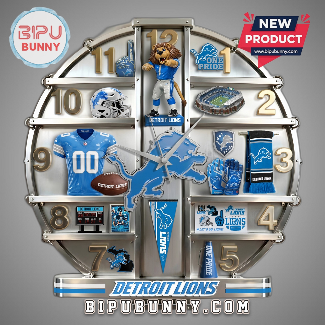Detroit Lions 3D Visual Effect Fan Cave Wall Decor Clock Detroit Lions 3D Visual Effect Fan Cave Wall Decor Clock