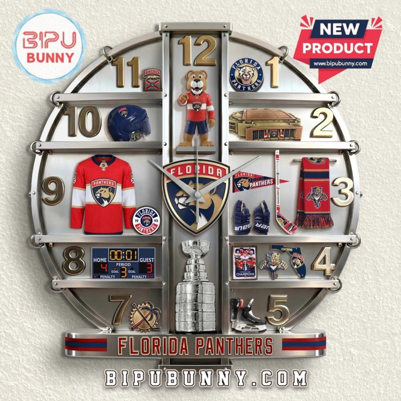 Florida Panthers 3D Effect Novelty Wall Decor Clock Florida Panthers 3D Effect Novelty Wall Decor Clock