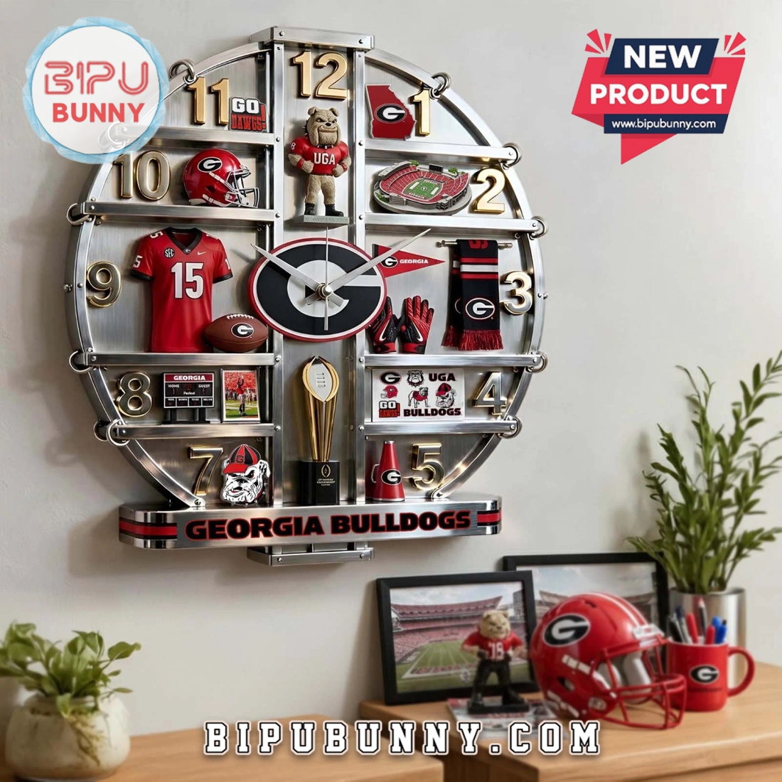 Georgia Bulldogs 3D Home Decor Novelty Wall Clock Georgia Bulldogs 3D Home Decor Novelty Wall Clock