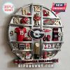 Georgia Bulldogs wall clock featuring team memorabilia on a metal shelving system.!