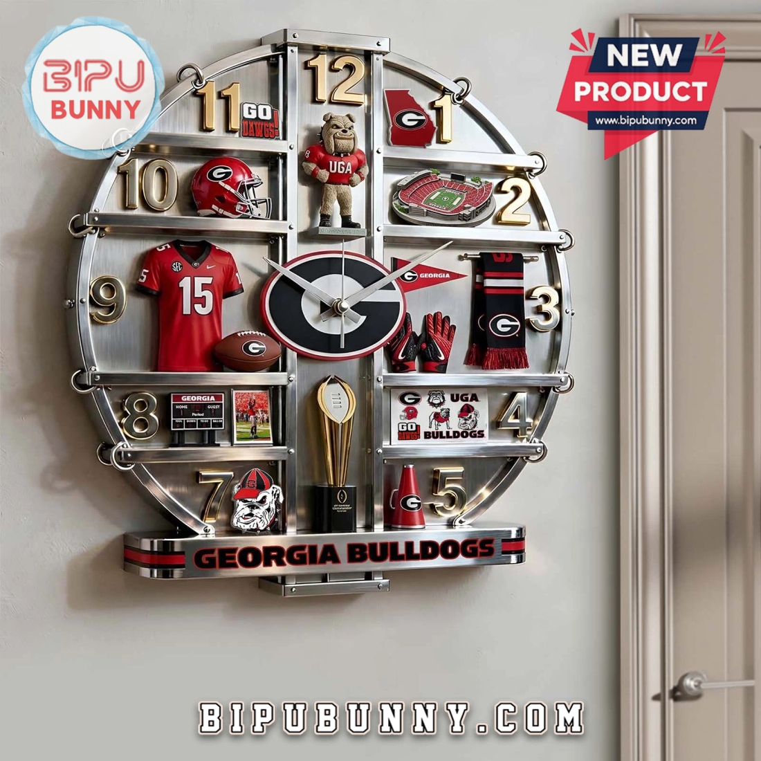 Georgia Bulldogs 3D Home Decor Novelty Wall Clock Georgia Bulldogs 3D Home Decor Novelty Wall Clock