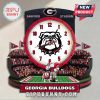 Georgia Bulldogs Stadium Wall Clock featuring the team logo, stadium backdrop, and mascot imagery.!