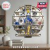 Golden State Warriors themed wall clock with team apparel and accessories displayed as hour markers.!