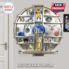 Golden State Warriors-themed wall clock with team memorabilia at each hour marker.!