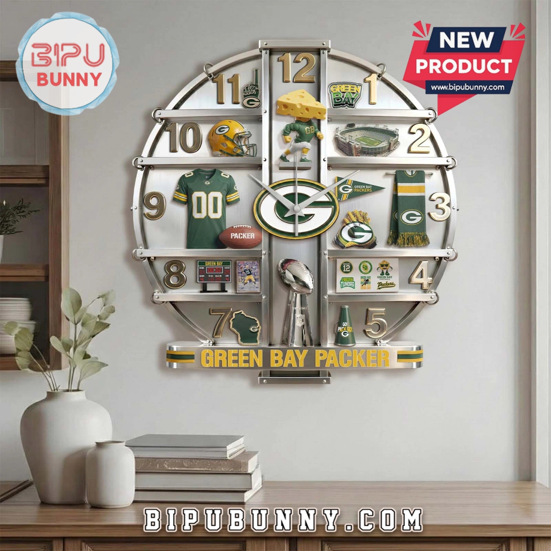 Green Bay Packers 3D Visual Effect Home Decor Wall Clock Green Bay Packers 3D Visual Effect Home Decor Wall Clock