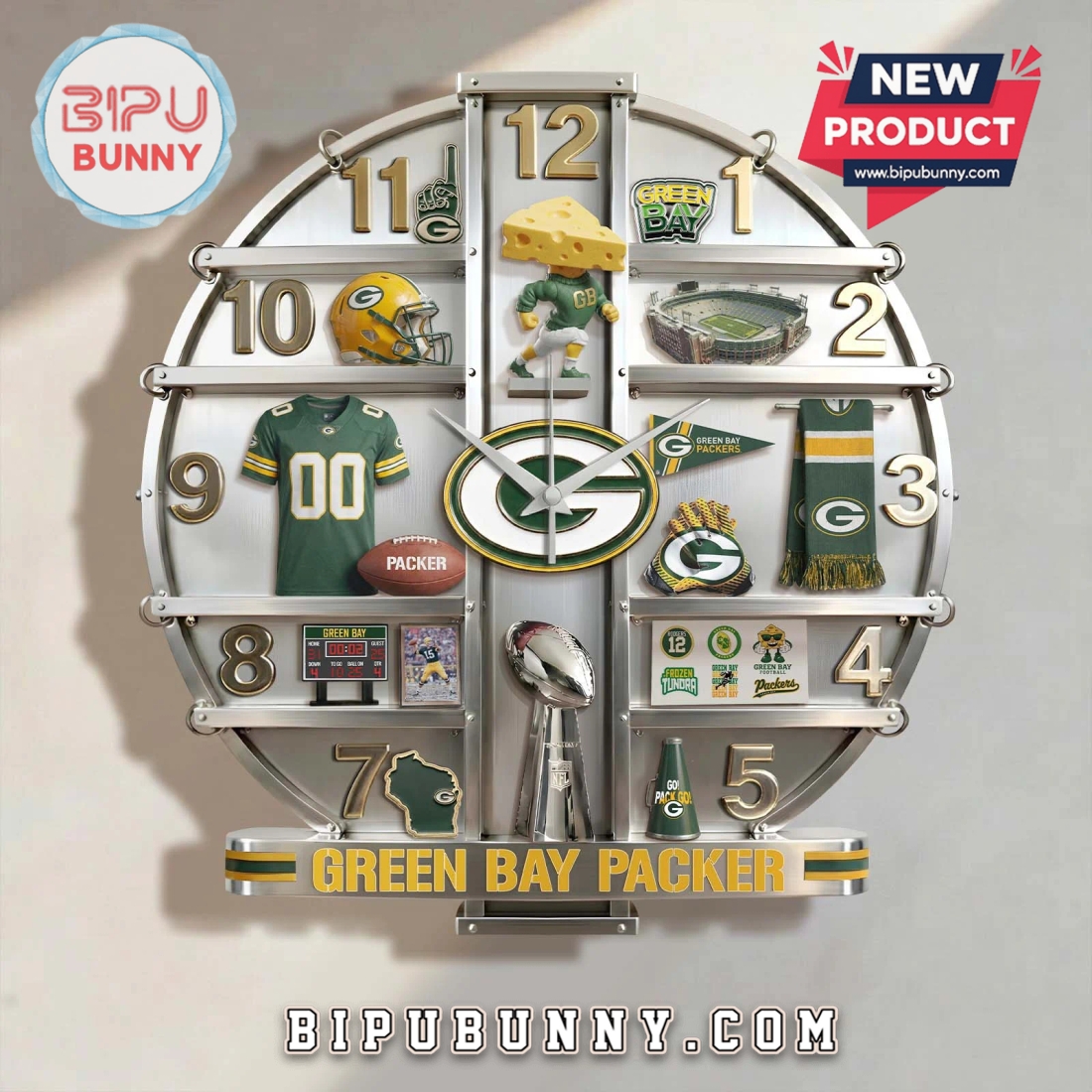Green Bay Packers 3D Visual Effect Home Decor Wall Clock Green Bay Packers 3D Visual Effect Home Decor Wall Clock