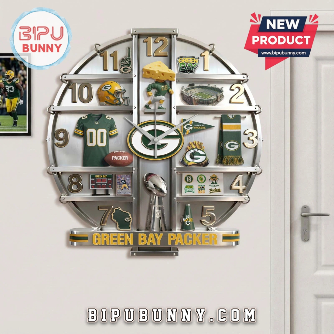 Green Bay Packers 3D Visual Effect Home Decor Wall Clock Green Bay Packers 3D Visual Effect Home Decor Wall Clock