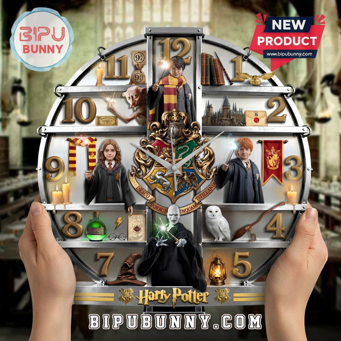 Harry Potter Wizarding World 3D Effect Decorative Wall Clock Harry Potter Wizarding World 3D Effect Decorative Wall Clock