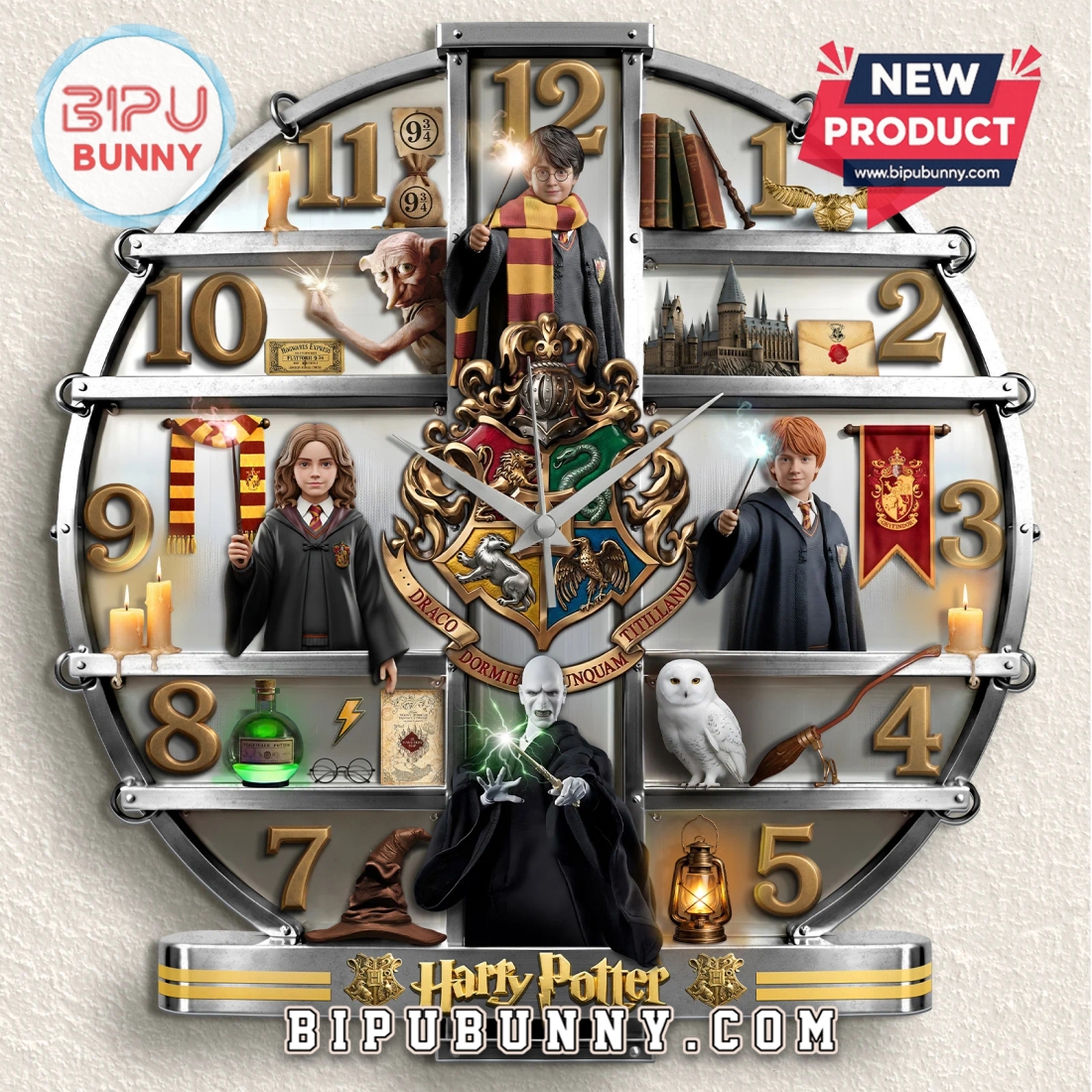 Harry Potter Wizarding World 3D Effect Decorative Wall Clock Harry Potter Wizarding World 3D Effect Decorative Wall Clock