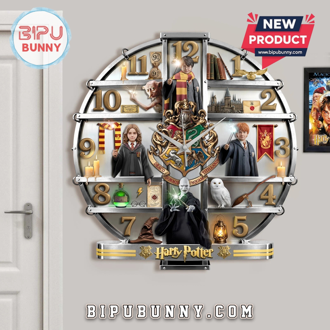 Harry Potter Wizarding World 3D Effect Decorative Wall Clock Harry Potter Wizarding World 3D Effect Decorative Wall Clock