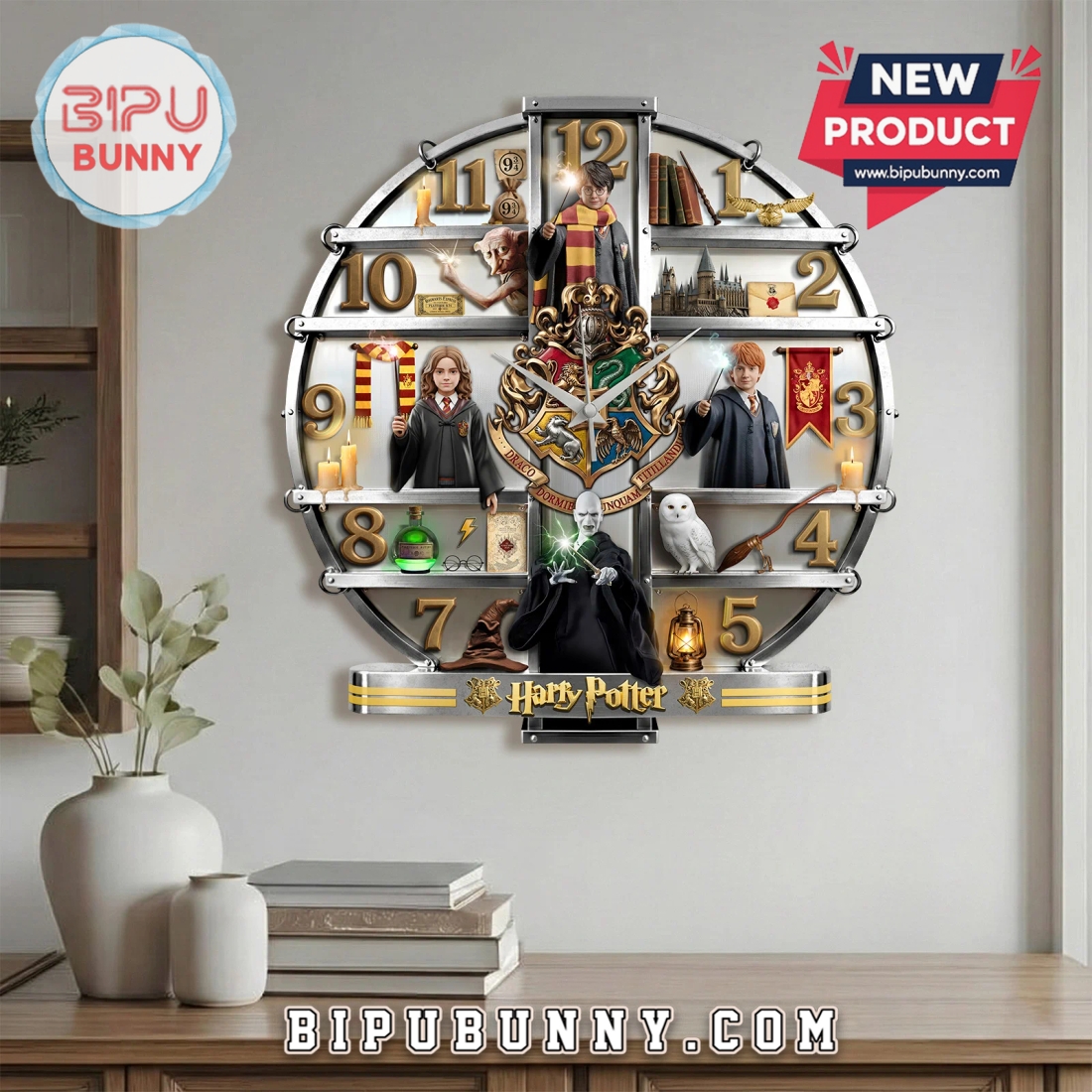 Harry Potter Wizarding World 3D Effect Decorative Wall Clock Harry Potter Wizarding World 3D Effect Decorative Wall Clock