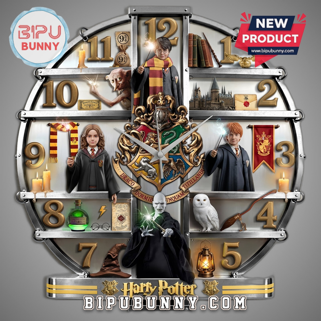 Harry Potter Wizarding World 3D Effect Decorative Wall Clock Harry Potter Wizarding World 3D Effect Decorative Wall Clock