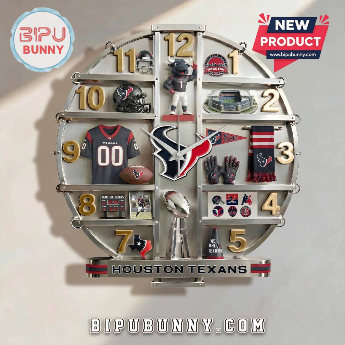Houston Texans 3D Visual Effect Decorative Wall Clock Houston Texans 3D Visual Effect Decorative Wall Clock