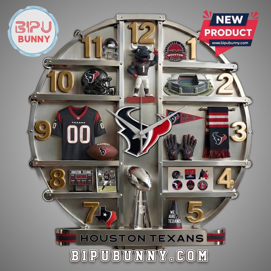Houston Texans 3D Visual Effect Decorative Wall Clock Houston Texans 3D Visual Effect Decorative Wall Clock