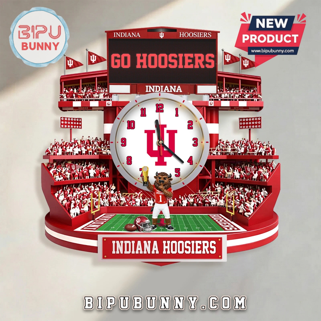 Indiana Hoosiers Stadium 3D Visual Effect Wall Decor Acrylic Clock Indiana Hoosiers Stadium 3D Visual Effect Wall Decor Acrylic Clock