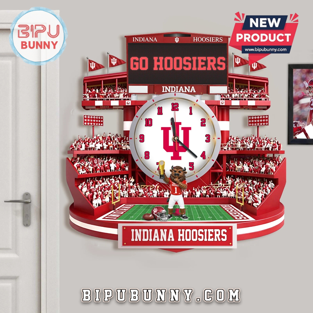 Indiana Hoosiers Stadium 3D Visual Effect Wall Decor Acrylic Clock Indiana Hoosiers Stadium 3D Visual Effect Wall Decor Acrylic Clock