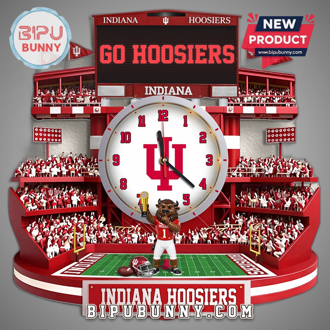 Indiana Hoosiers Stadium 3D Visual Effect Wall Decor Acrylic Clock Indiana Hoosiers Stadium 3D Visual Effect Wall Decor Acrylic Clock