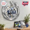 Horseshoe-shaped clock with Indianapolis Colts memorabilia inside. The top features a colt.!