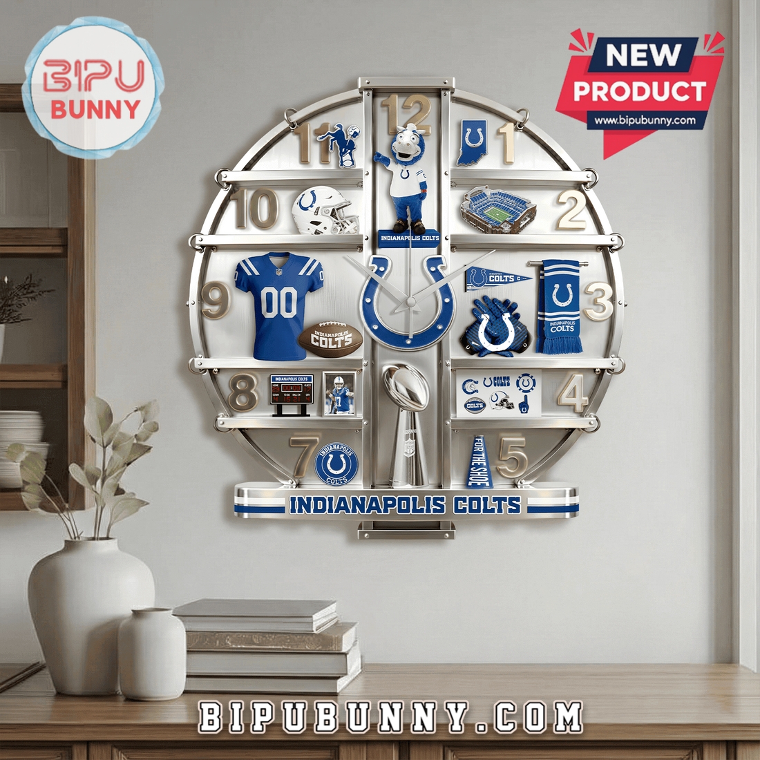 Indianapolis Colts 3D Visual Effect Home Decor Wall Clock Indianapolis Colts 3D Visual Effect Home Decor Wall Clock