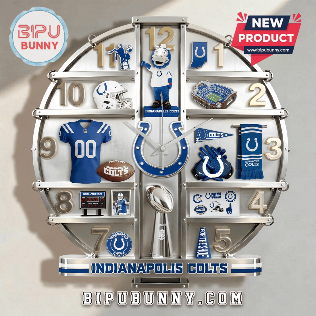 Indianapolis Colts 3D Visual Effect Home Decor Wall Clock Indianapolis Colts 3D Visual Effect Home Decor Wall Clock