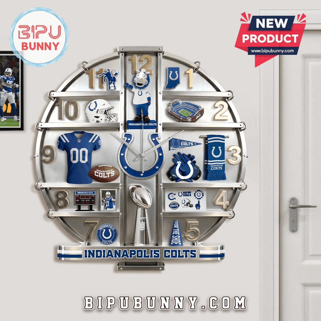 Indianapolis Colts 3D Visual Effect Home Decor Wall Clock Indianapolis Colts 3D Visual Effect Home Decor Wall Clock
