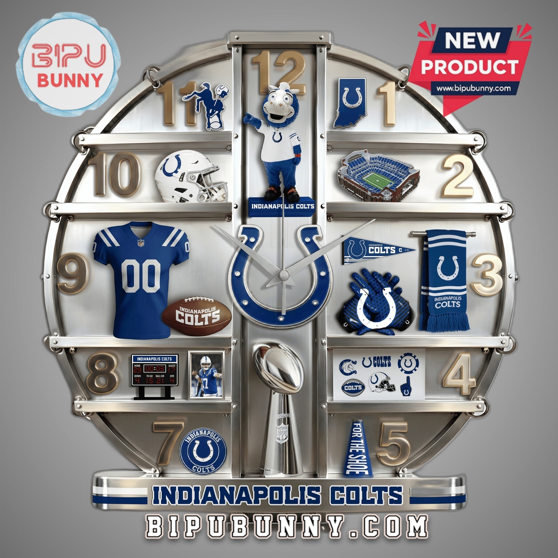 Indianapolis Colts 3D Visual Effect Home Decor Wall Clock Indianapolis Colts 3D Visual Effect Home Decor Wall Clock