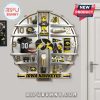 Iowa Hawkeyes themed wall clock with football, jersey, mascot, and stadium accents.!