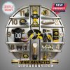 Iowa Hawkeyes-themed wall clock with football memorabilia from jersey to scarf.!