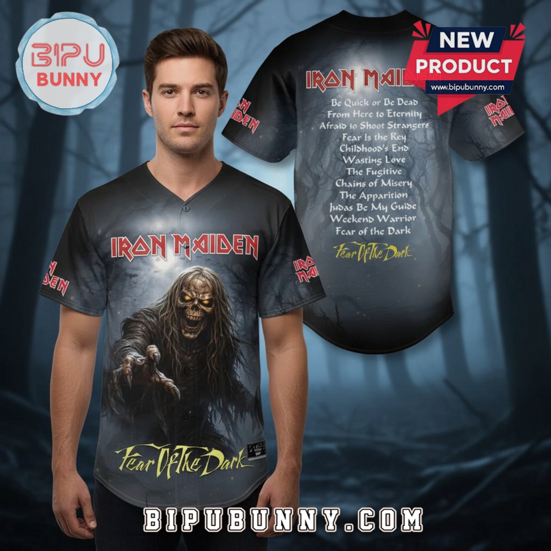 Iron Maiden Fear of the Dark Album Art Baseball Jersey Iron Maiden Fear of the Dark Album Art Baseball Jersey