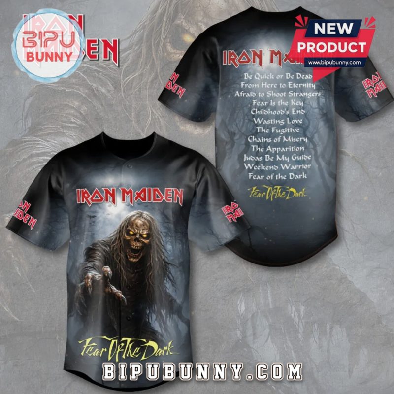 Iron Maiden Fear of the Dark Album Art Baseball Jersey Iron Maiden Fear of the Dark Album Art Baseball Jersey