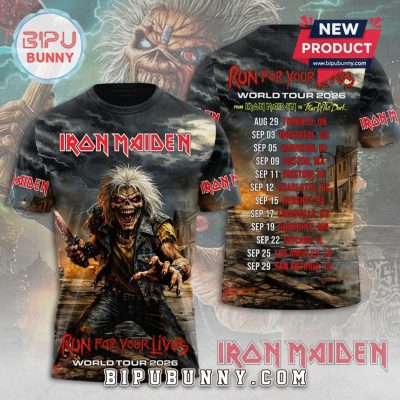 Iron Maiden Run For Your Lives World Tour 2026 Album 3D Graphic T-Shirt