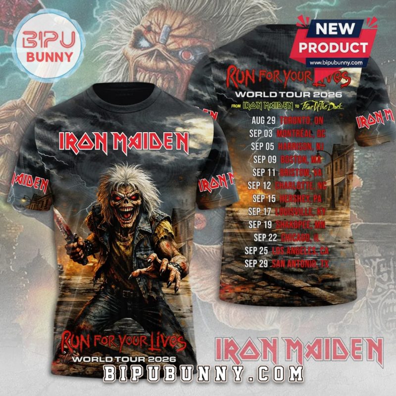 Iron Maiden Run For Your Lives World Tour 2026 Album 3D Graphic T-Shirt