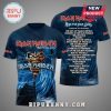 Iron Maiden Run for Your Lives World Tour 2026 T-shirt with Eddie mascot and song titles print.!