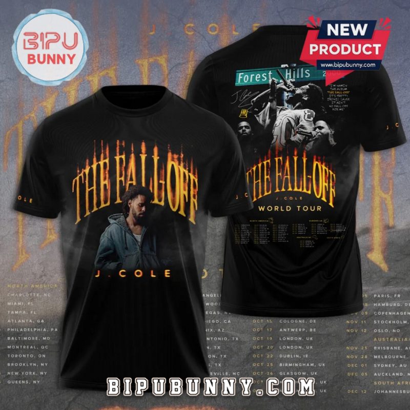 J. Cole The Fall Off World Tour Premium Graphic Black T-Shirt