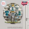 Jacksonville Jaguars themed clock with team logos, colors, and football gear on shelves.!