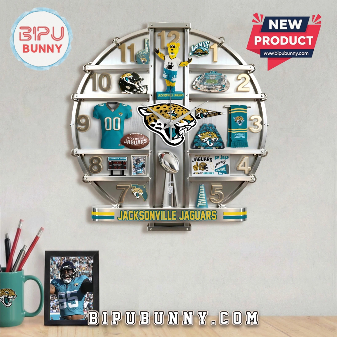 Jacksonville Jaguars 3D Visual Effect Decorative Wall Clock Jacksonville Jaguars 3D Visual Effect Decorative Wall Clock