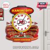 Kansas City Chiefs stadium wall clock showing GEHA Field, Chiefs Kingdom, and mascot.!