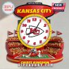 Kansas City Chiefs clock featuring the team logo, stadium, and mascot.!
