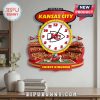 Kansas City Chiefs themed wall clock featuring Geha Field, crowd, KC Wolf mascot, and 'Chiefs Kingdom' text!