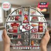 Kansas City Chiefs themed novelty clock with team logo, player figurine, and football accessories displayed as hour markers.!