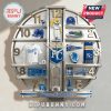 Kansas City Royals themed wall clock featuring team memorabilia and colors!
