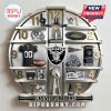 Las Vegas Raiders themed novelty wall clock featuring team memorabilia and colors.!