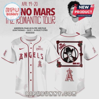 Los Angeles Angels Bruno Mars The Romantic Tour White Jersey