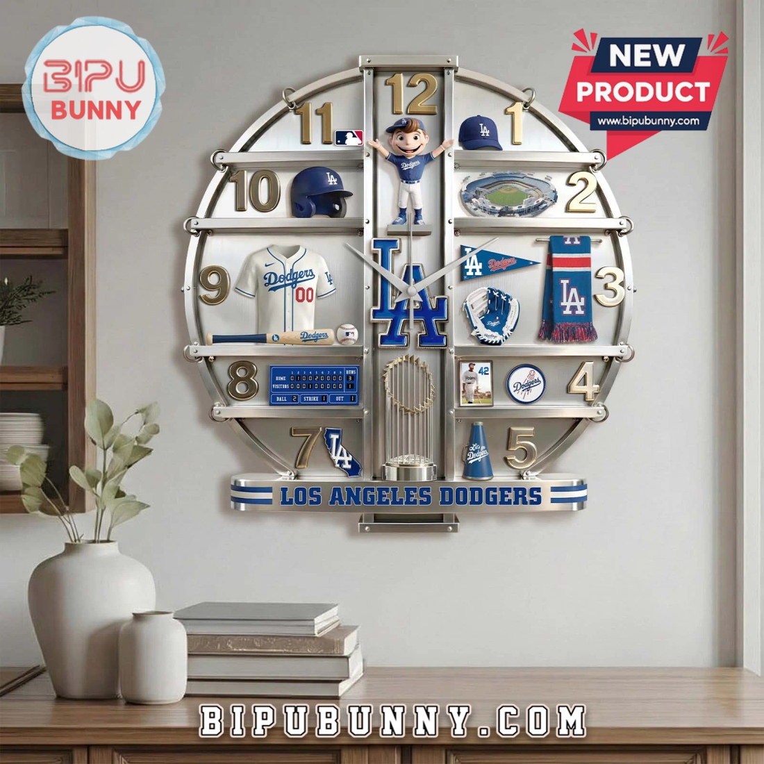 Los Angeles Dodgers 3D Effect Home Decor Wall Clock Los Angeles Dodgers 3D Effect Home Decor Wall Clock