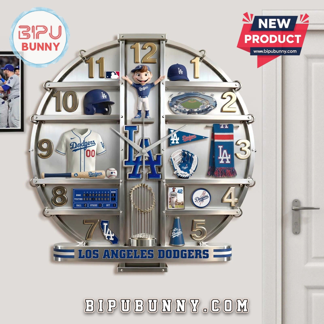 Los Angeles Dodgers 3D Effect Home Decor Wall Clock Los Angeles Dodgers 3D Effect Home Decor Wall Clock