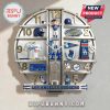 Los Angeles Dodgers themed clock with memorabilia like a jersey, baseball cap, stadium view, pennant, and baseball bat.!