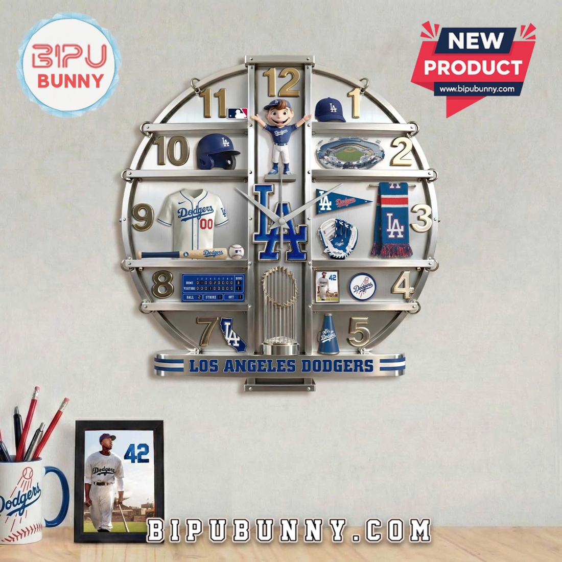 Los Angeles Dodgers 3D Effect Home Decor Wall Clock Los Angeles Dodgers 3D Effect Home Decor Wall Clock